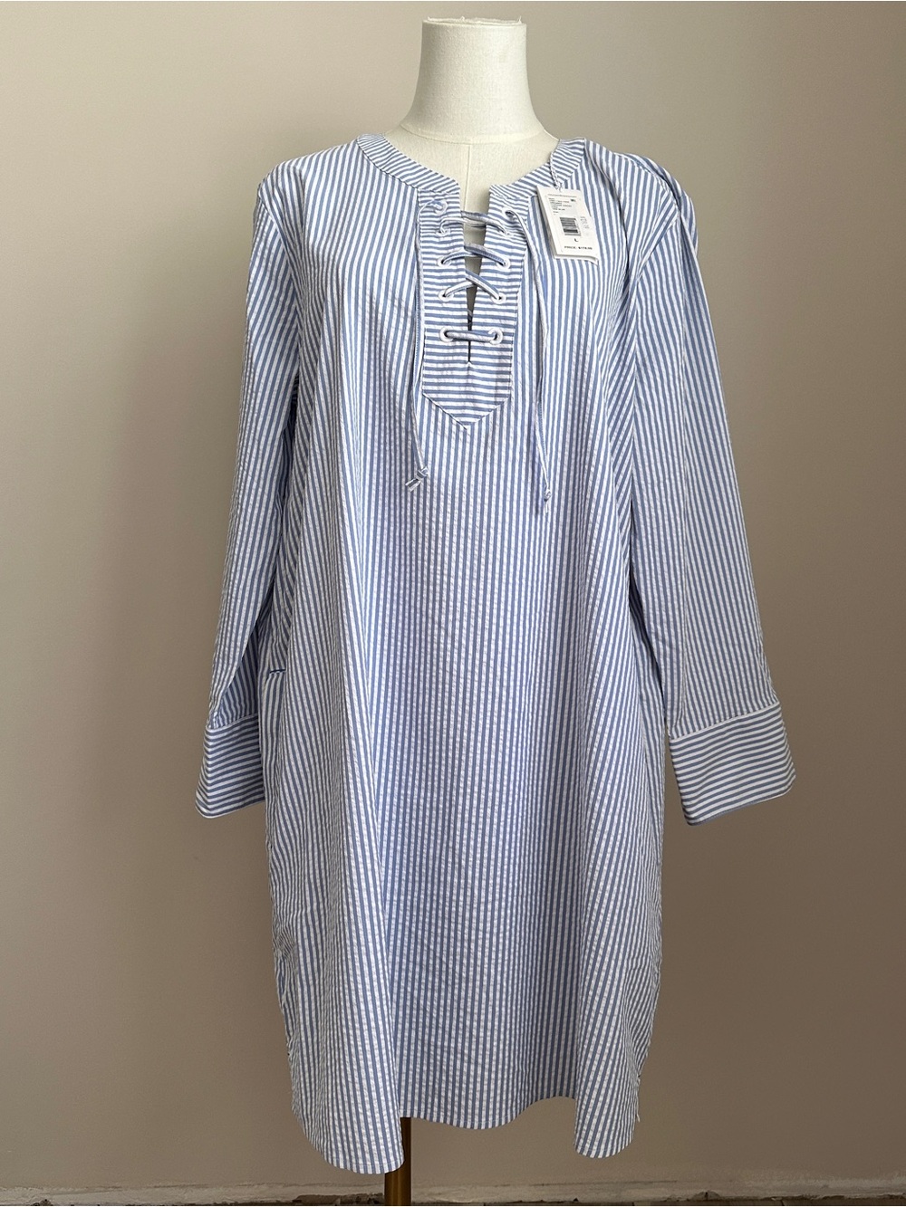Vineyard Vines Performance Beach Cover Up Blue Stripe Harbor Dress Lace Up